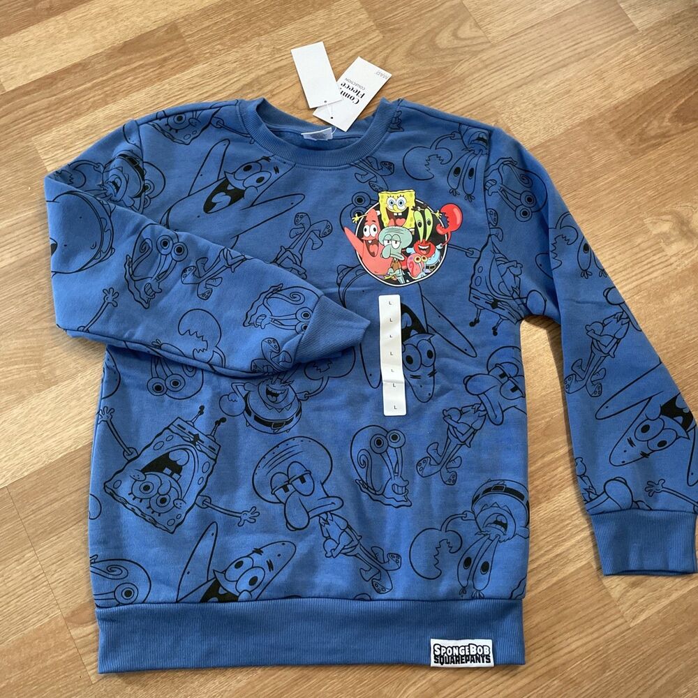 New Boys Nickelodeon SpongeBob SquarePants Graphic fleece Sweatshirt - Blue L - Picture 2 of 9